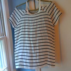 💥Nwot💥CHASER Silk Featherlite White w/Black Stripe Open-shoulder Top